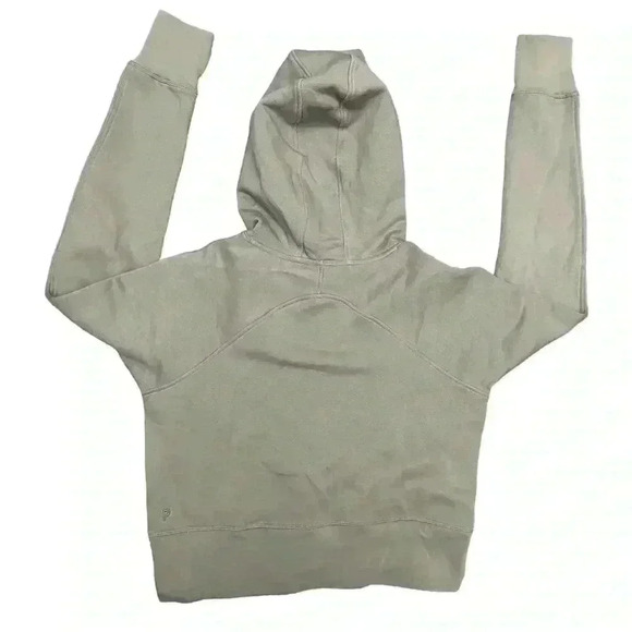 Public Rec Luxe Fleece Cropped Hoodie, size S, Sage, Out Of Office Embroidery - Picture 2 of 6